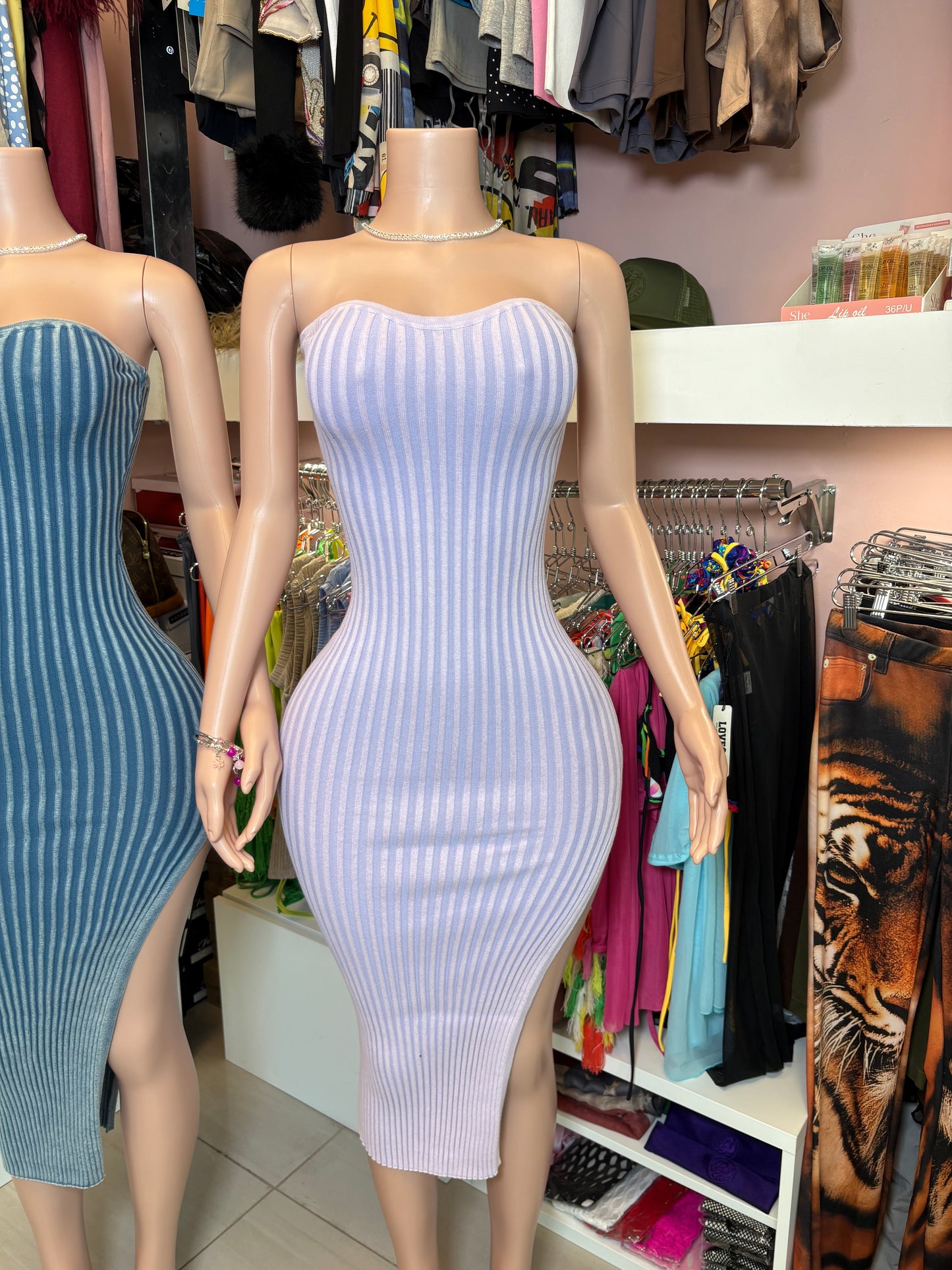 Purple Strapless Dress
