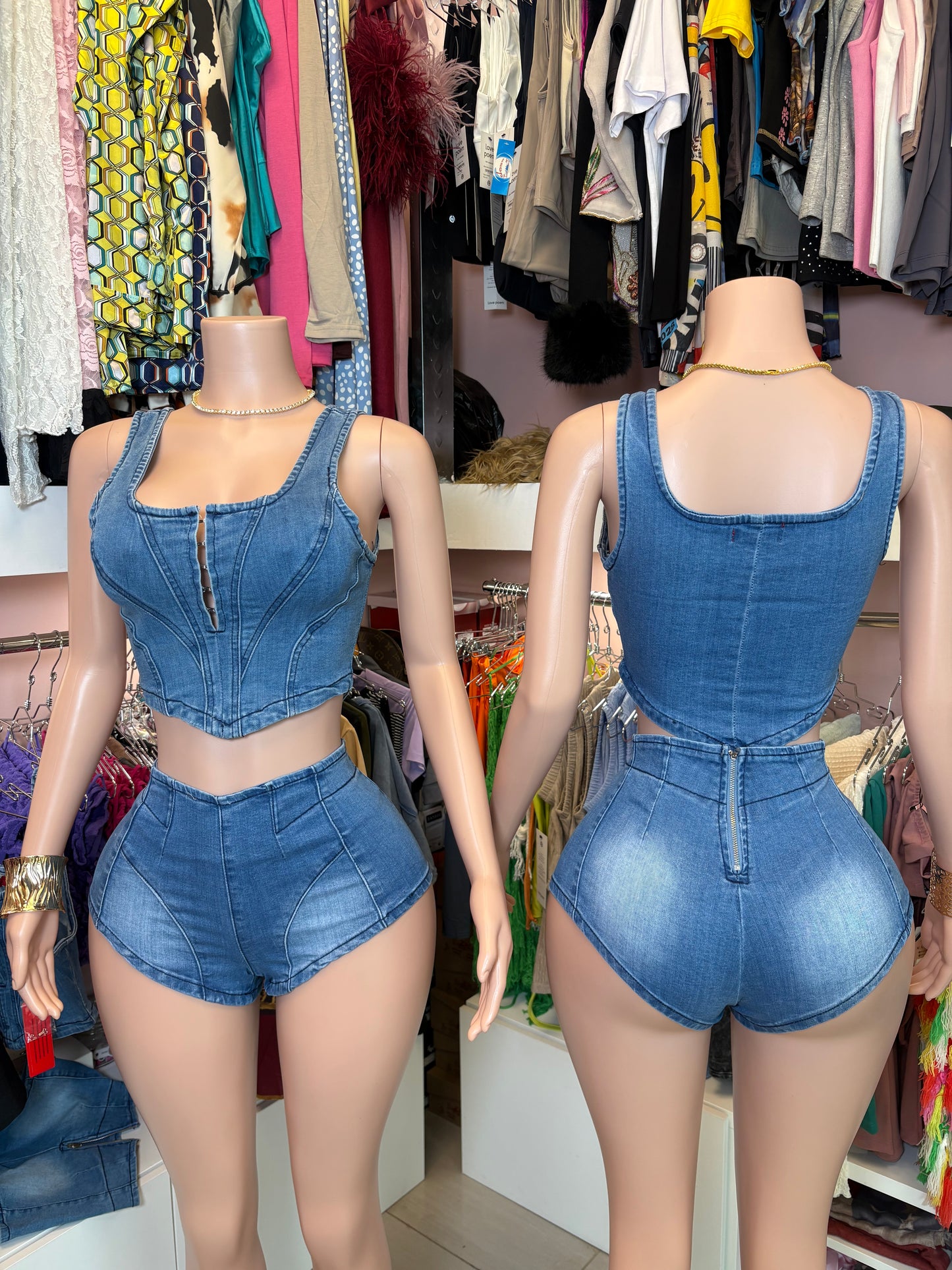 Denim Short Set